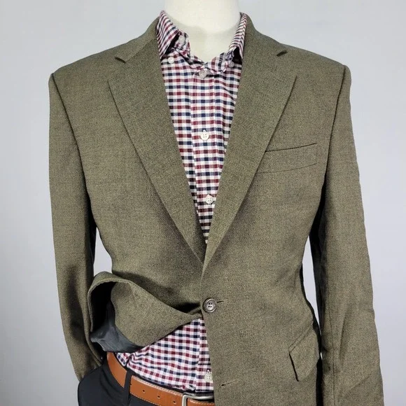 VTG JOS A‎ BANK Men's Sport Coat Blazer Two Button Brown Barley Corn Wool 38R